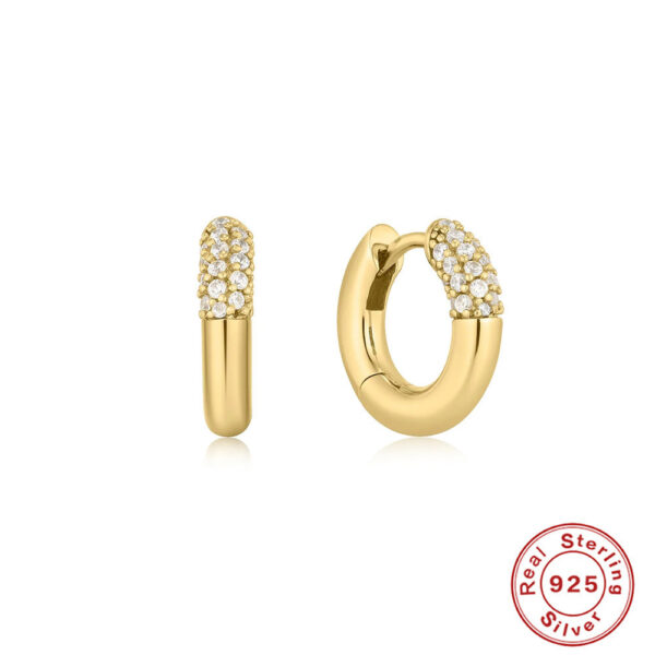 Sterling Silver Cluster Diamond Geometric All-match Earrings - Image 5