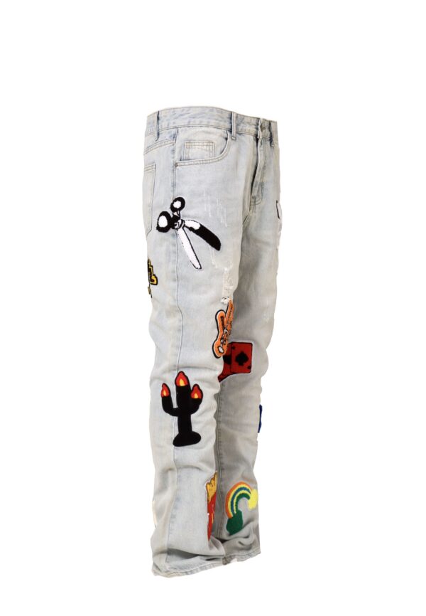 Light Color Irregular Towel Embroidered Slim Straight-leg Denim Trousers - Image 6