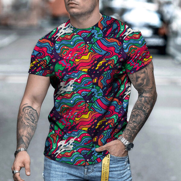 Camouflage Retro Patchwork 3d Digital Print T-shirt - Image 5