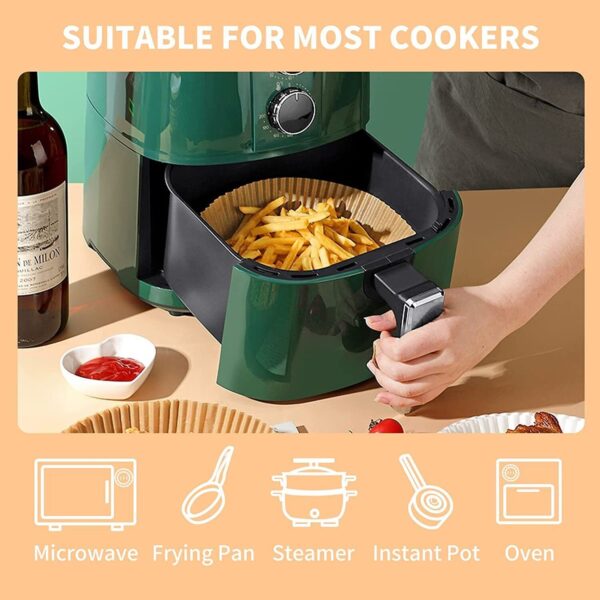 Air Fryer Disposable Paper Liner Non-stick Disposable Liners, 200PCS Air Fryer Disposable Paper Liners, 6.3In Round Air Fryer Parchment Paper - Image 10