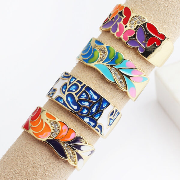 Wide Blue Leaf Slate Pattern Ring - Image 9