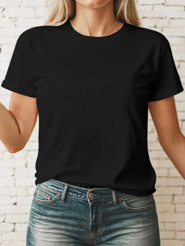 Casual Women's Round Neck Short Sleeve Sports Pure Cotton T-shirt - Image 2