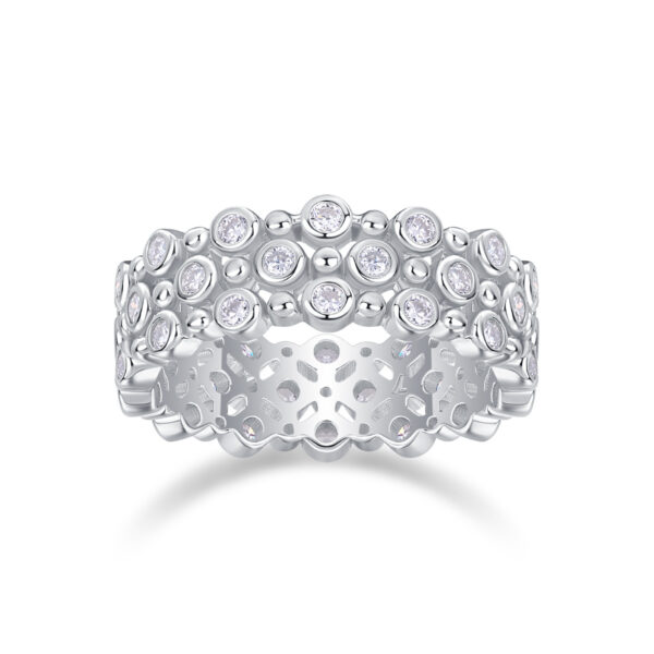 Multi-row Diamond Ring Luxury Fashion Set Moissanite Silver Ring