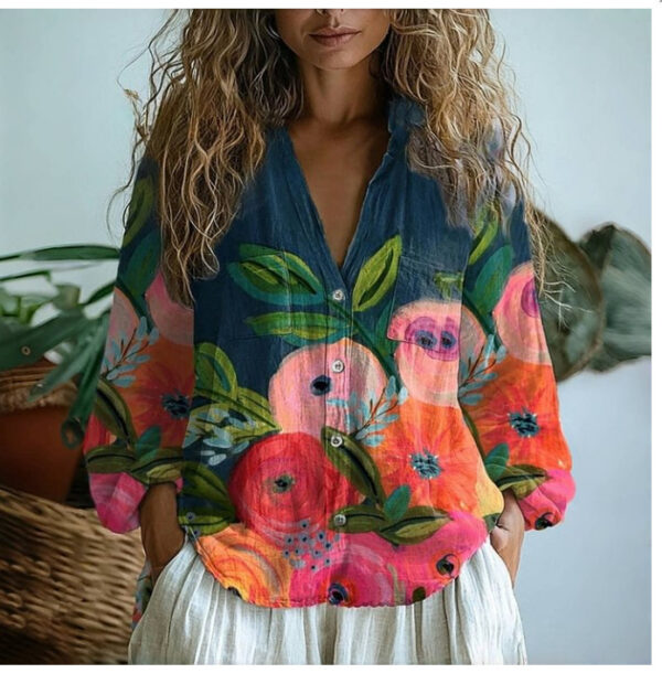 3D Printed Abstract Pattern Women's Long-sleeved Blouse - Image 7