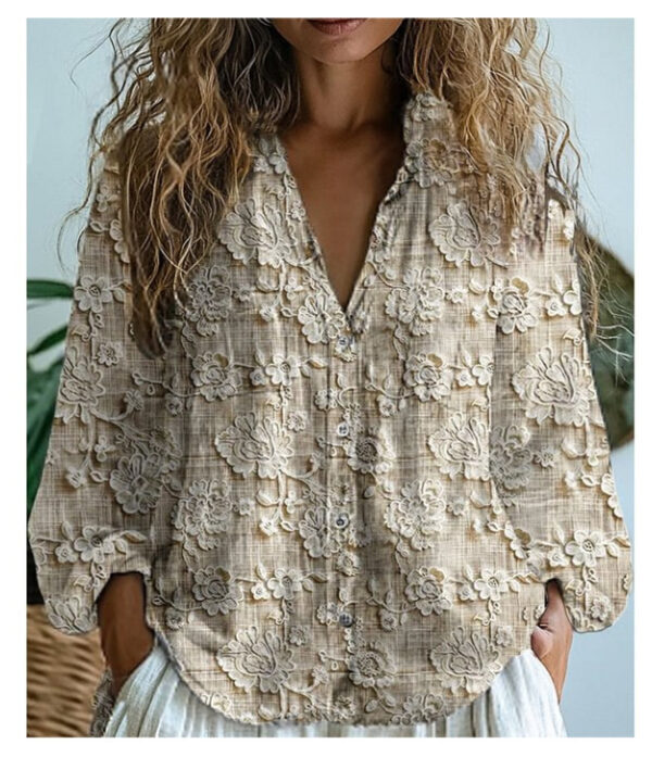 3D Printed Abstract Pattern Women's Long-sleeved Blouse - Image 8