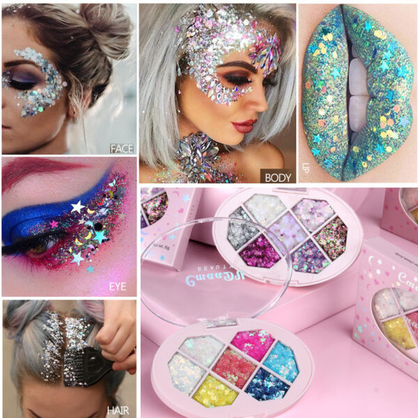 Face Jewels Eyeshadow Shimmer Pigment Body Face Eye Glitter Sequin Gel Cream Eye Shiny Skin Face Festival Cosmetic Glitter - Image 6