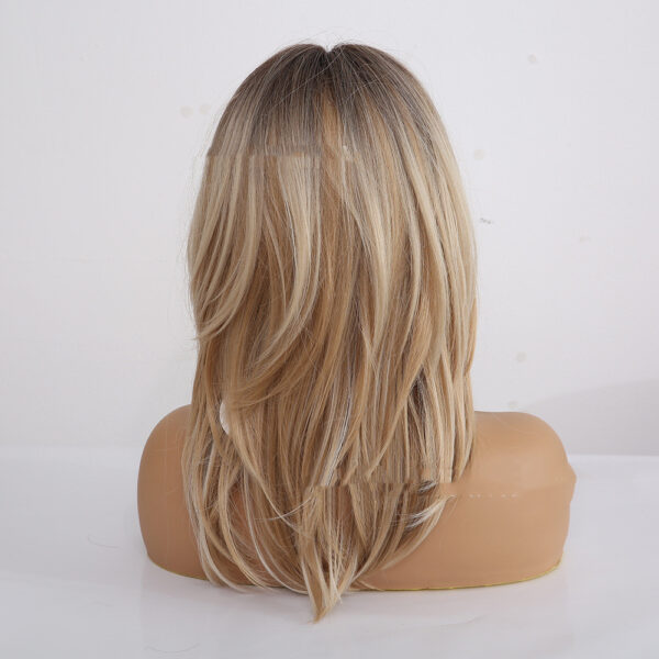 Wig Female Wigs Long Hair Gradient Color Golden Headgear - Image 2