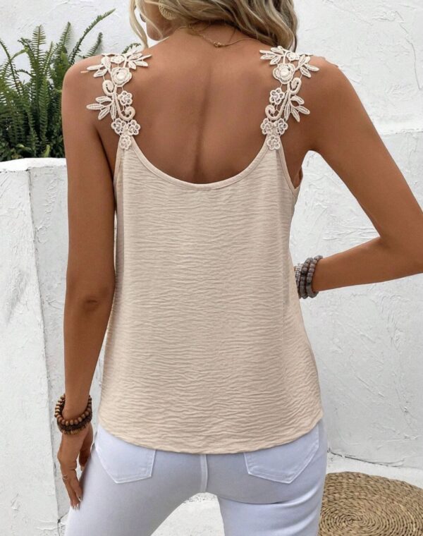 New 2 Solid Color V-neck Patchwork Sling Top - Image 2