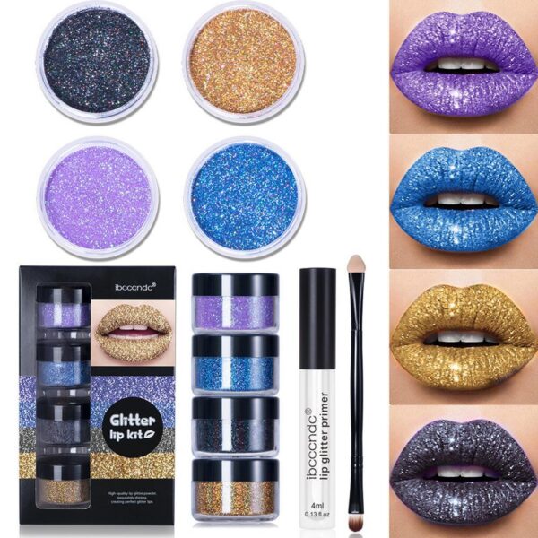 Glitter Lip Gloss Lipstick Shiny DIY Lip Gloss Diamond Waterproof Long Lasting Lipgloss Kit With Lip Primer Lip Tint Lips Makeup - Image 5
