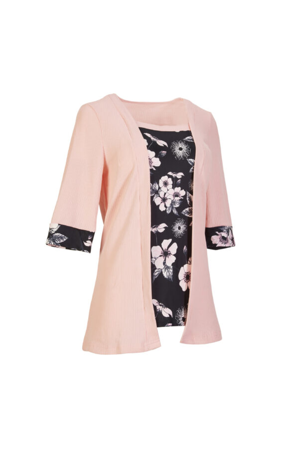 Women's Fake Two-piece Five-quarter Sleeve Printed Top T-shirt - Image 10