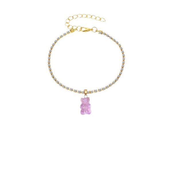 Creative Resin Bear Chain Rhinestone Anklet - Image 5