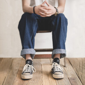 Men's Retro Dark Blue Loose Straight-leg Denim Trousers