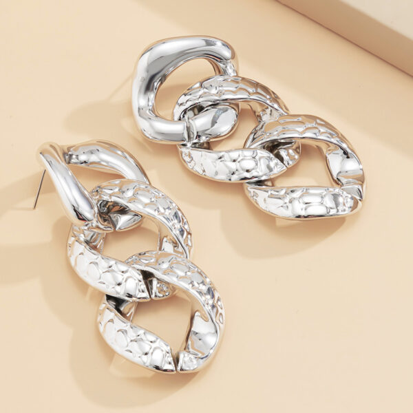 Geometric Chain Earrings For Women - Image 3