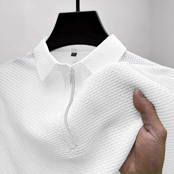 High-end Mesh Ice Silk T-shirt Half Zipper - Image 2