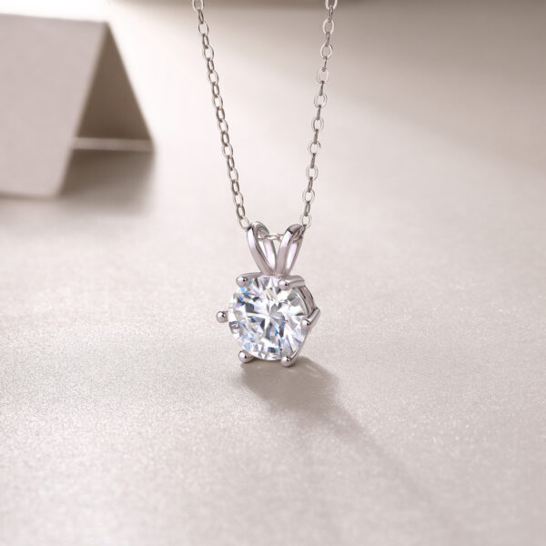 Romantic Mark Luxury Fashion Diamond Pendant Necklace Set With Mosan Diamond Silver Ornaments - Image 2