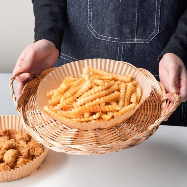 Air Fryer Disposable Paper Liner Non-stick Disposable Liners, 200PCS Air Fryer Disposable Paper Liners, 6.3In Round Air Fryer Parchment Paper - Image 2