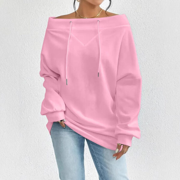Women's Loose Casual Drawstring Off-the-shoulder Off-shoulder Top - Image 8