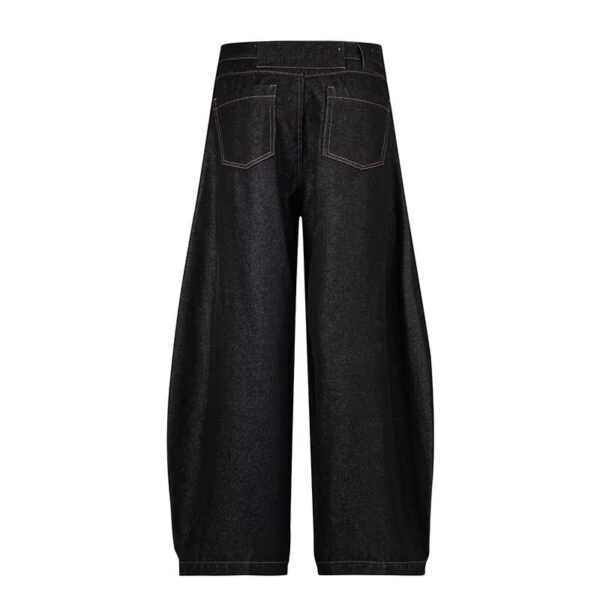 High Waist Dark Blue Wide Leg Jeans - Image 4