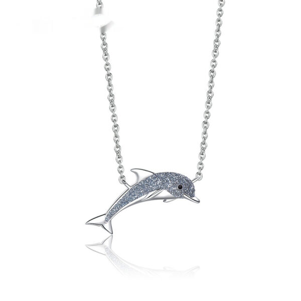 Advanced Simple Dolphin-shaped Colored Gems Necklace - Image 6