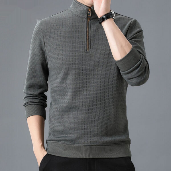 Stand Collar Half Zip Autumn And Winter Long Sleeve T-shirt Men - Image 9