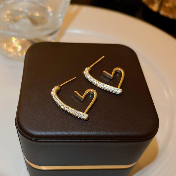 New Trendy Love Heart Earrings Female Light Luxury Minority - Image 5