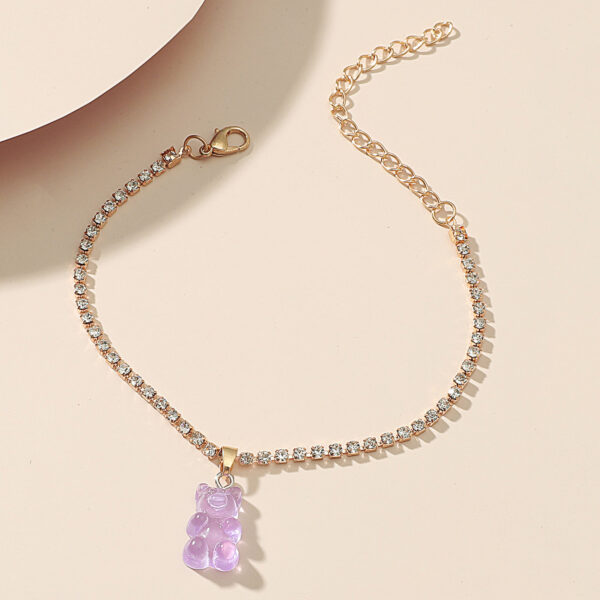 Creative Resin Bear Chain Rhinestone Anklet - Image 4