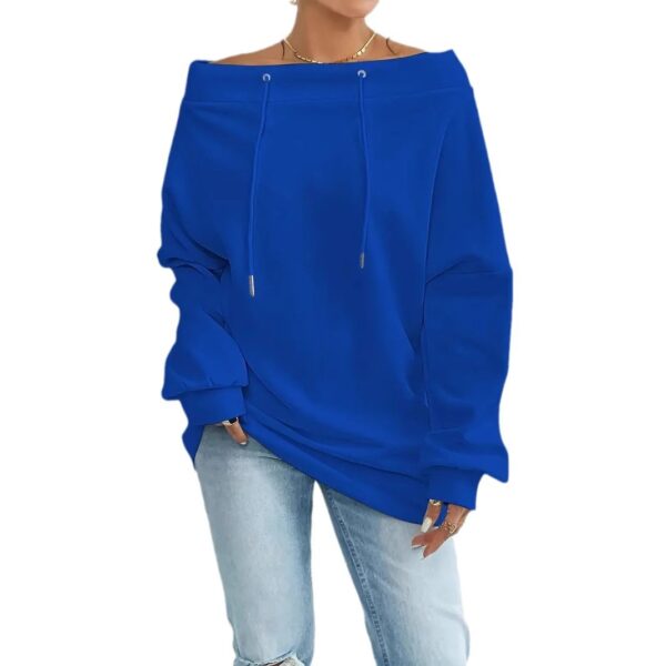 Women's Loose Casual Drawstring Off-the-shoulder Off-shoulder Top - Image 4