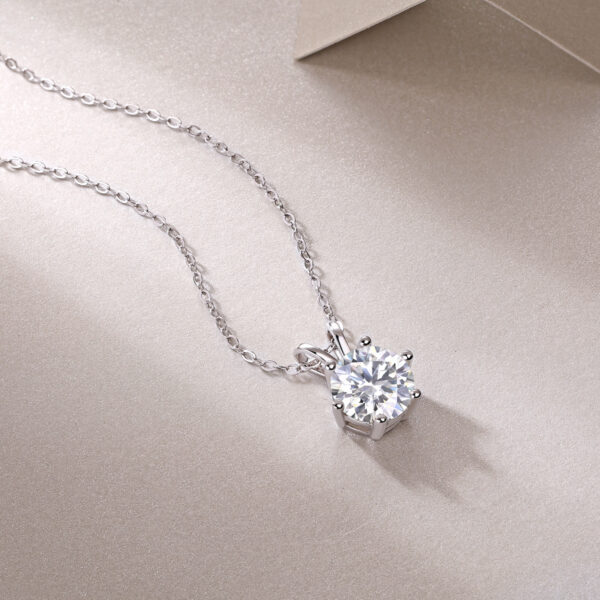 Romantic Mark Luxury Fashion Diamond Pendant Necklace Set With Mosan Diamond Silver Ornaments - Image 3