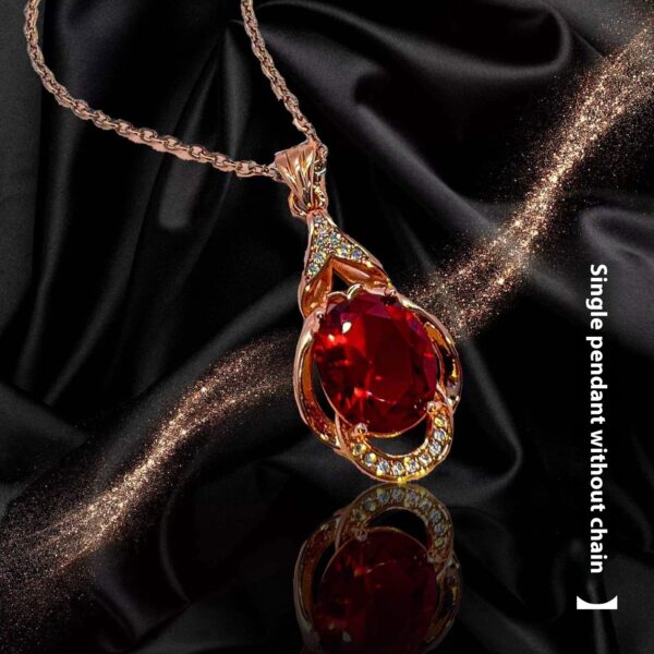 Women's Korean-style Red Tourmaline Colored Gemstone Pendant Necklace - Image 5