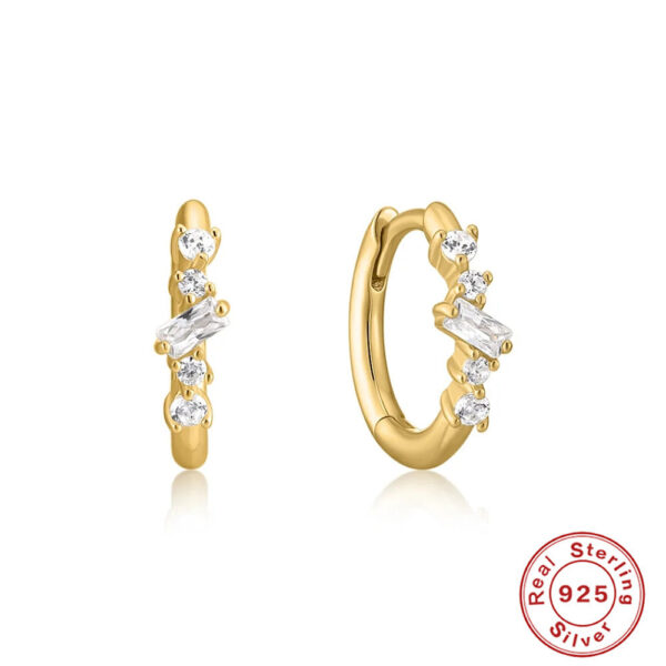 Sterling Silver Cluster Diamond Geometric All-match Earrings - Image 8