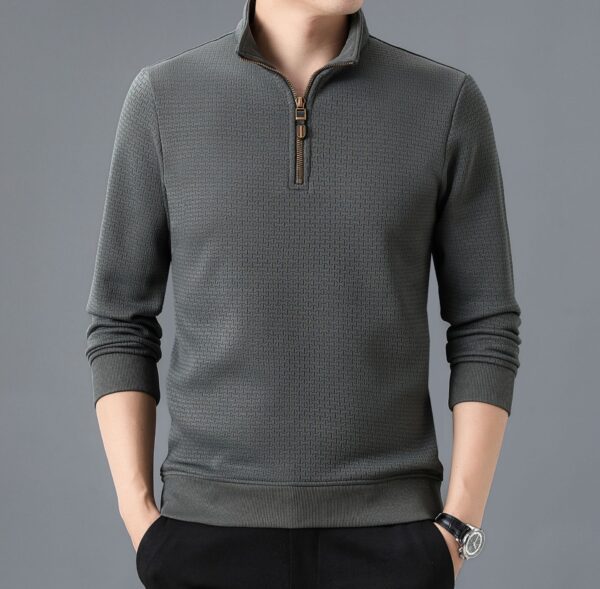 Stand Collar Half Zip Autumn And Winter Long Sleeve T-shirt Men - Image 5