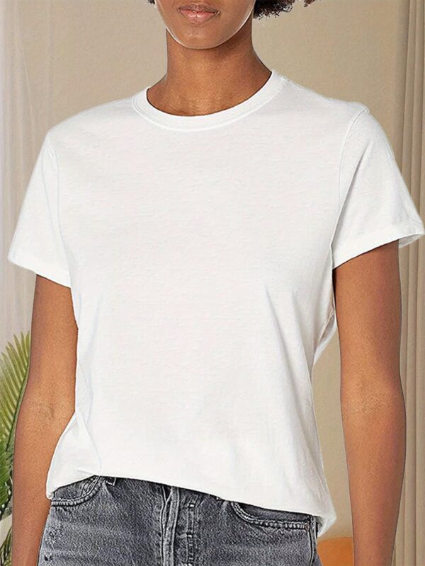 Casual Women's Round Neck Short Sleeve Sports Pure Cotton T-shirt - Image 6