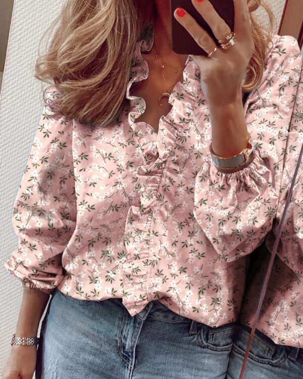 Spring And Summer New Long Sleeved Ruffled Blouse Women's Shirt Business Casual - Image 8