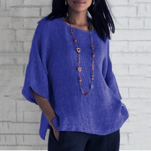 Women's 2025 Fashion Tops Three-quarters Length Sleeve Business Casual Blouses Summer Tees Shirts - Image 3