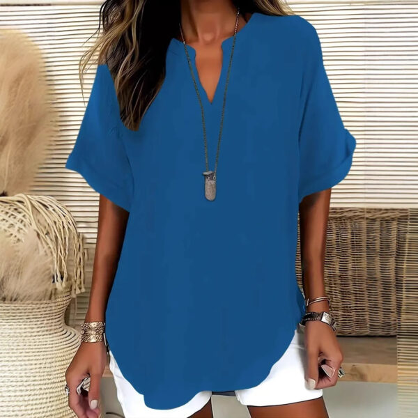 Summer Loose Solid Color Women's Casual Shirt - Image 3