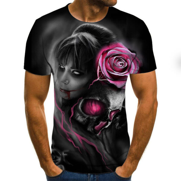 Printed 3DT Shirts Horror Skull Print Short Sleeve T-Shirts For Men And Women - Image 3