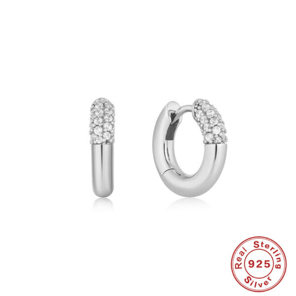 Sterling Silver Cluster Diamond Geometric All-match Earrings - Image 9