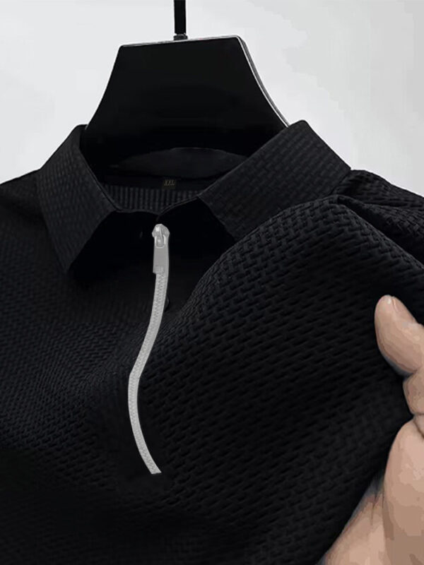 High-end Mesh Ice Silk T-shirt Half Zipper - Image 10