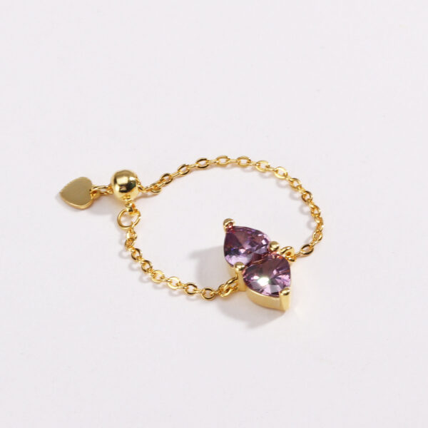 Copper Plating Colored Loving Heart Stars, Sun And Moon Stretch Chain Ring - Image 10