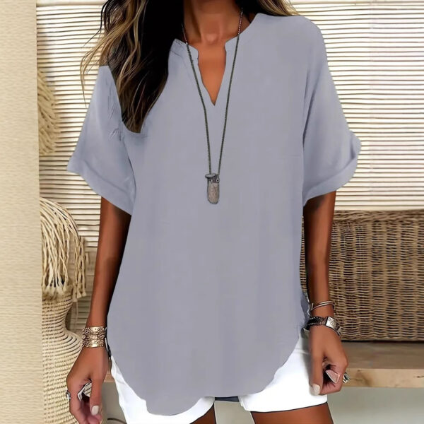 Summer Loose Solid Color Women's Casual Shirt - Image 4