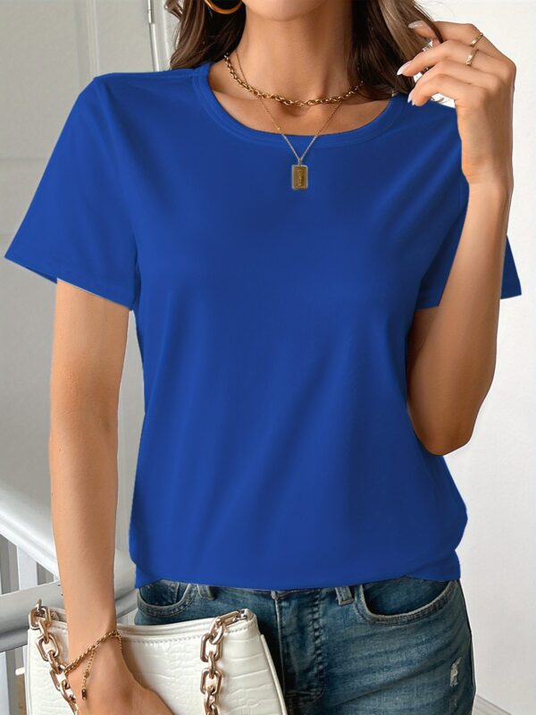 Casual Women's Round Neck Short Sleeve Sports Pure Cotton T-shirt - Image 8