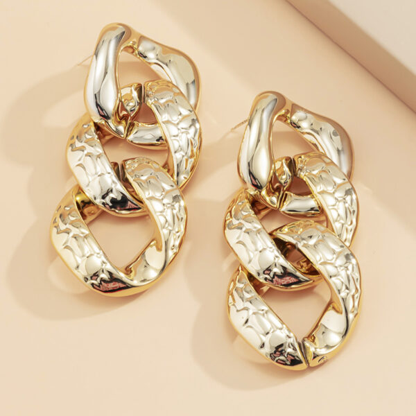 Geometric Chain Earrings For Women - Image 4