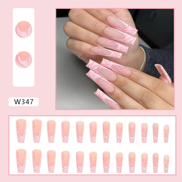 Heart Stripe Fake Nails - Image 2