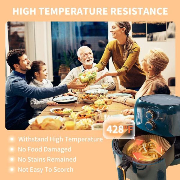 Air Fryer Disposable Paper Liner Non-stick Disposable Liners, 200PCS Air Fryer Disposable Paper Liners, 6.3In Round Air Fryer Parchment Paper - Image 3