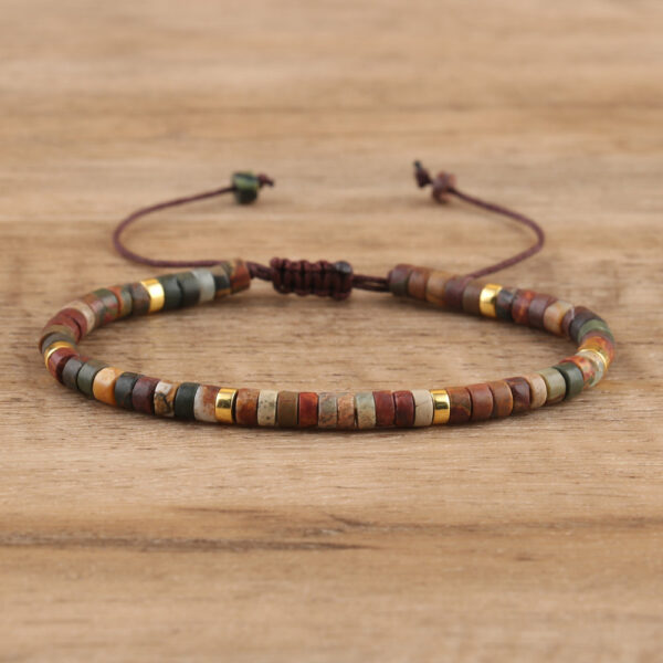 Spacer Beads Beaded Weave Bracelet Women's Natural Stone Adjustable Bracelet - Image 6