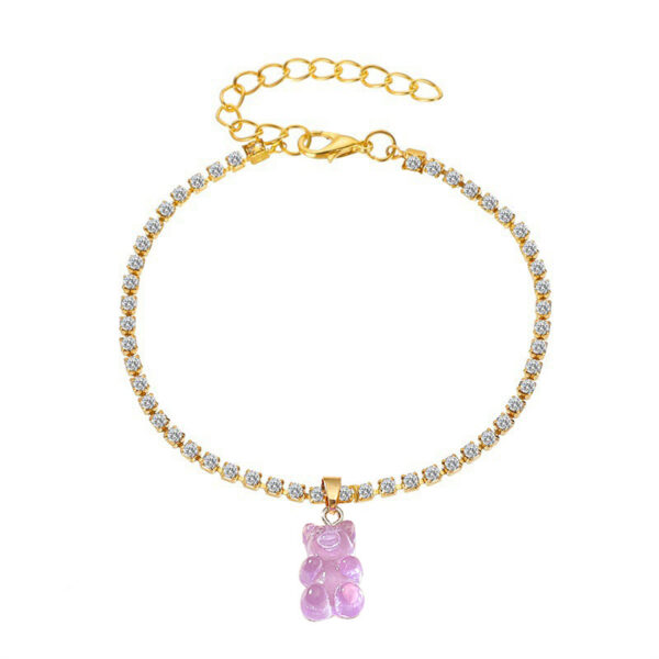 Creative Resin Bear Chain Rhinestone Anklet - Image 8