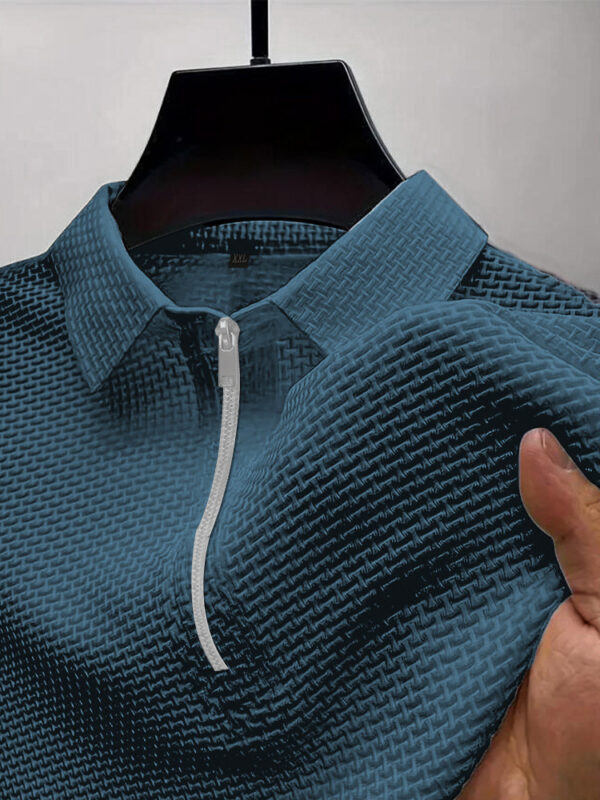 High-end Mesh Ice Silk T-shirt Half Zipper - Image 5