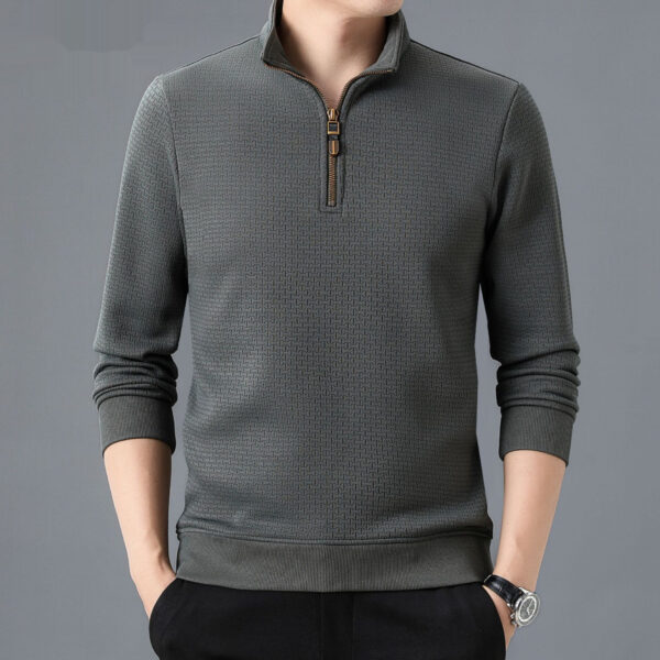 Stand Collar Half Zip Autumn And Winter Long Sleeve T-shirt Men - Image 3