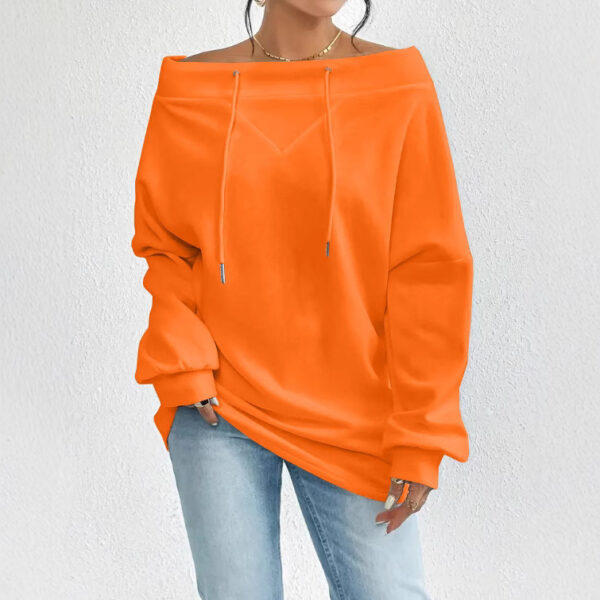 Women's Loose Casual Drawstring Off-the-shoulder Off-shoulder Top - Image 3