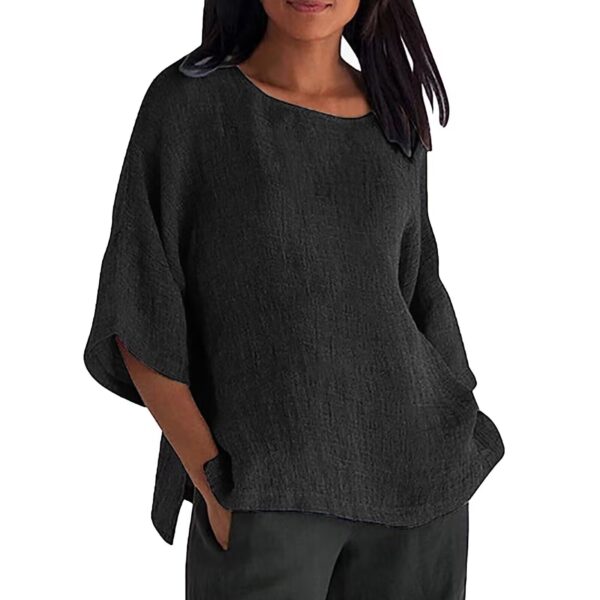 Women's 2025 Fashion Tops Three-quarters Length Sleeve Business Casual Blouses Summer Tees Shirts - Image 6